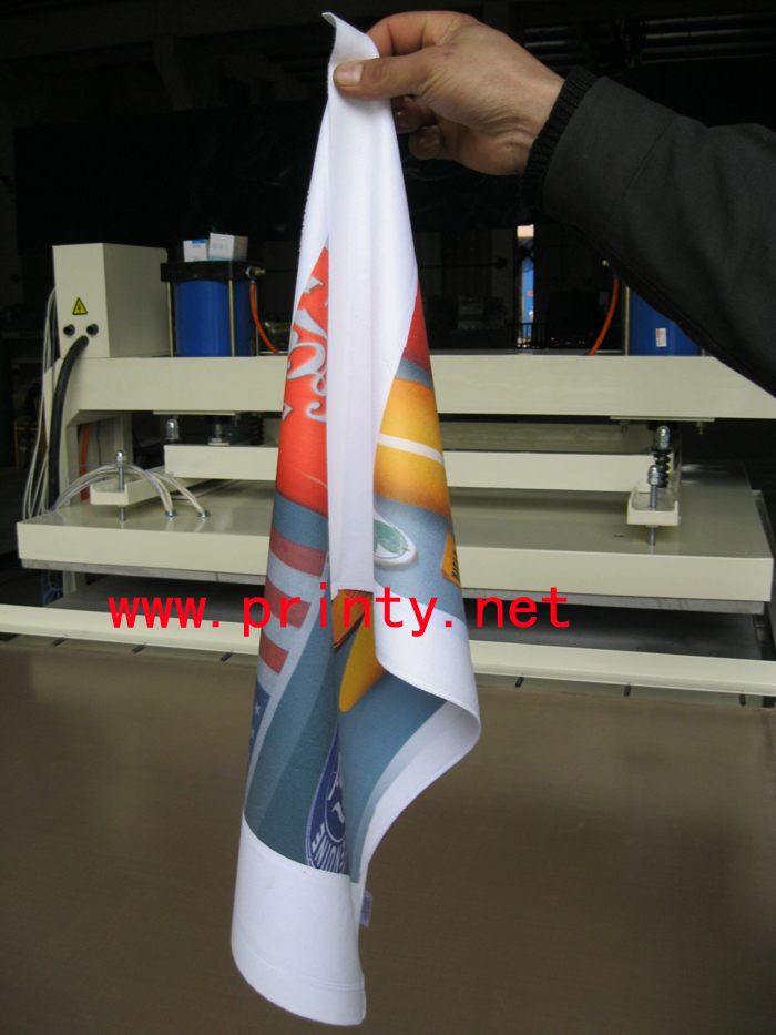 Print Samples Of Double Sides Fabric Heat Press Machine,Large Format Sublimation Heat Press Machine,Pneumatic Double Sides Flag T-shirt towel Heat Transfer Machine equipment