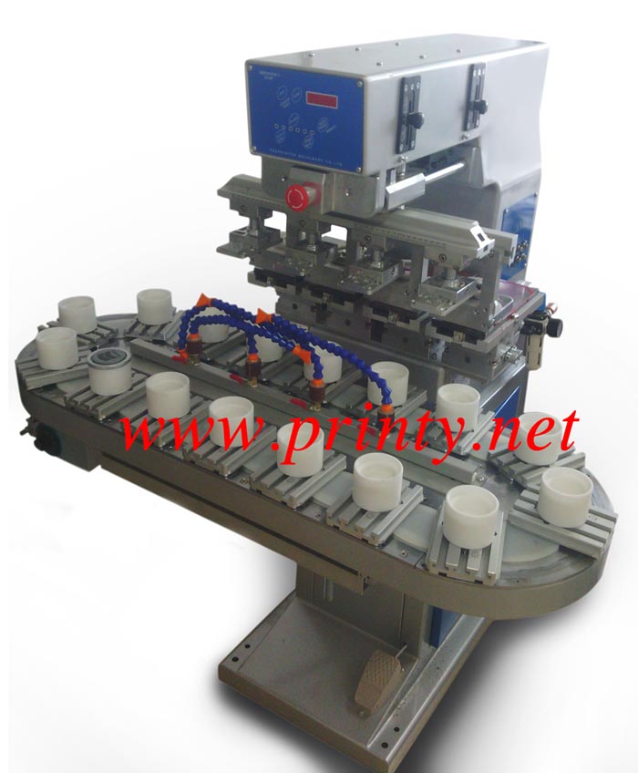 Cap or golf ball ink cup pad printer,semi automatic 4 color conveyor pad printing machine equipment,professional high quality cap or golf-ball pad printer machines