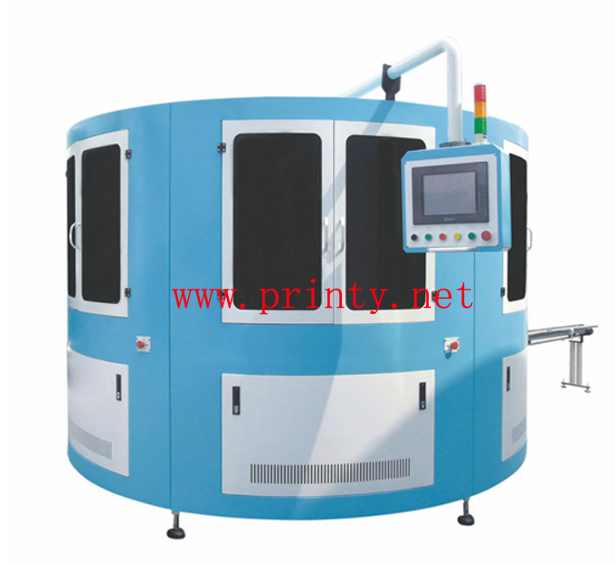 Rotary glass bottle screen printing machine,automatic 3~6 color wine bottle screen printer,fully auto multi color beer bottle screen printing machine equipment